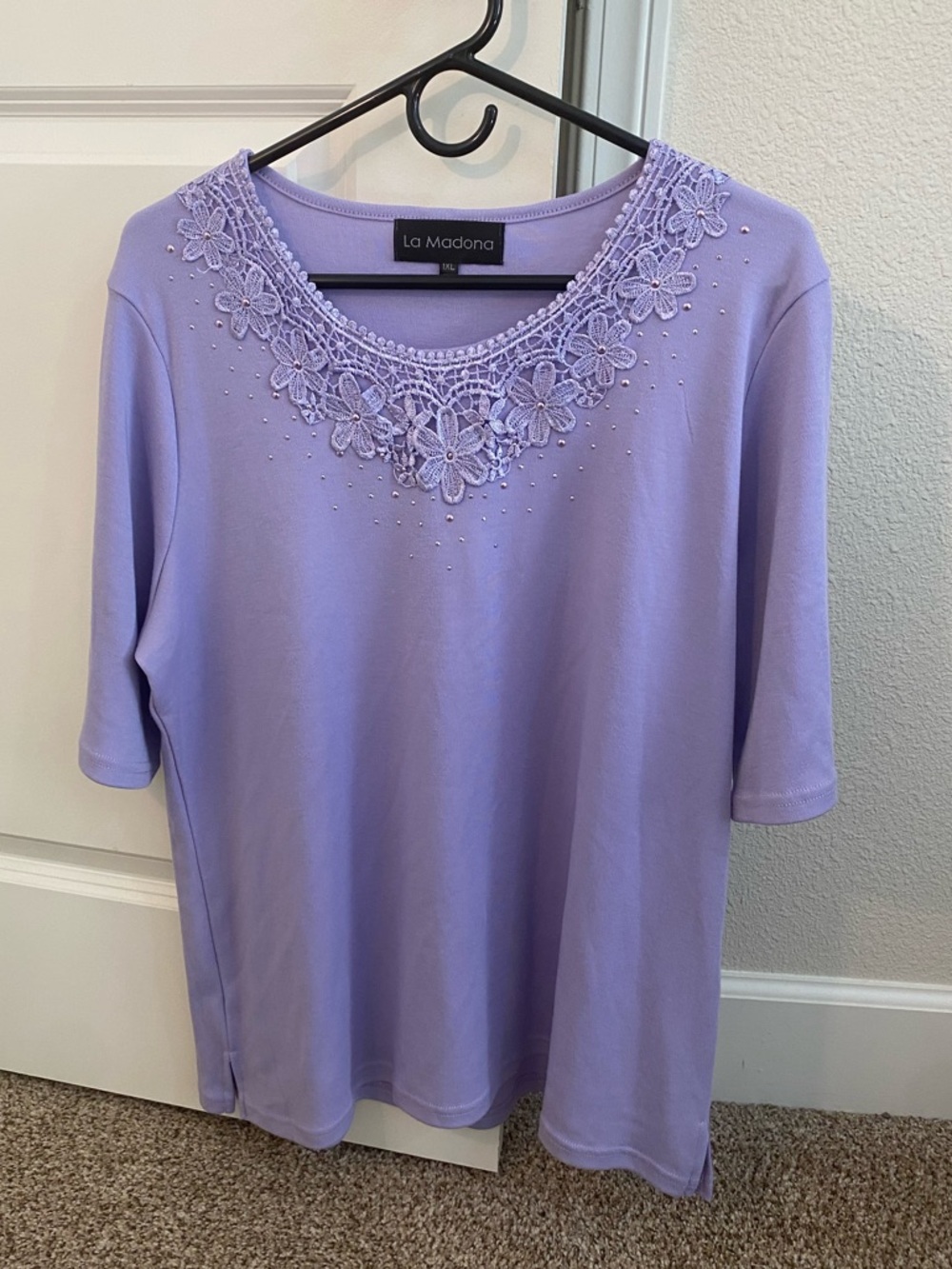 Lilac Floral Lace Short Sleeve Tee